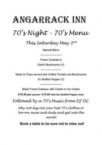 70's Night - 70's Menu